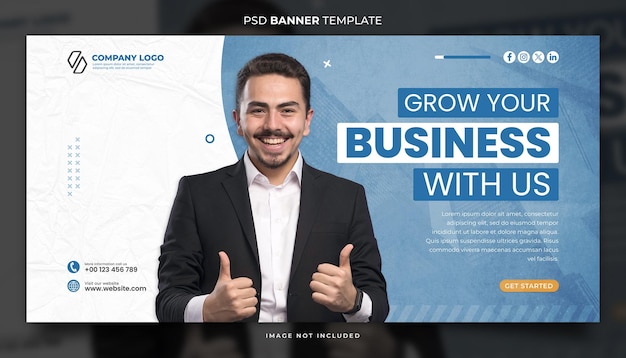 blue grow your business banner template