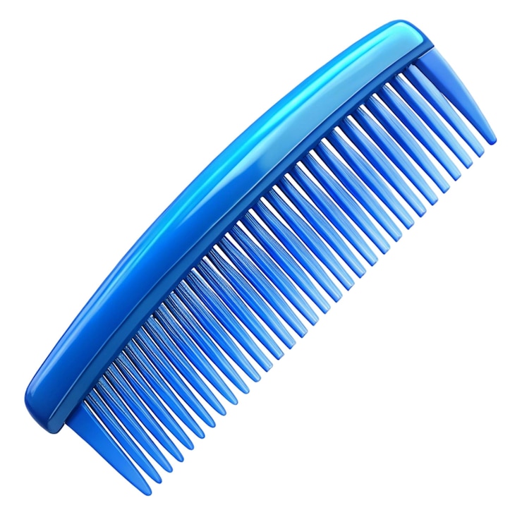 PSD blue hair comb isolated on white background