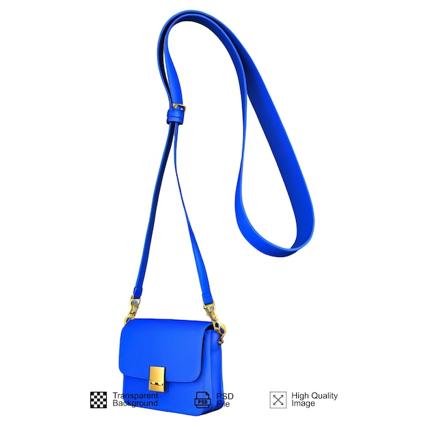 Blue handbag with transparent background