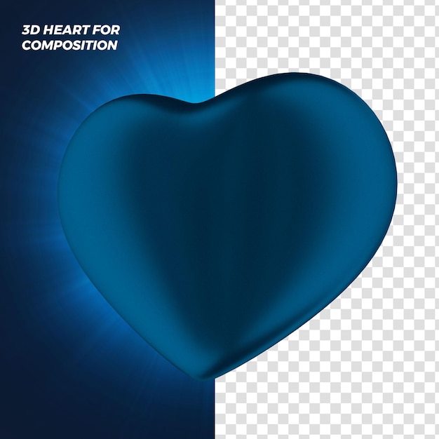 Blue heart 3d render