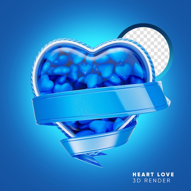 Elemento cuore blu 3d render