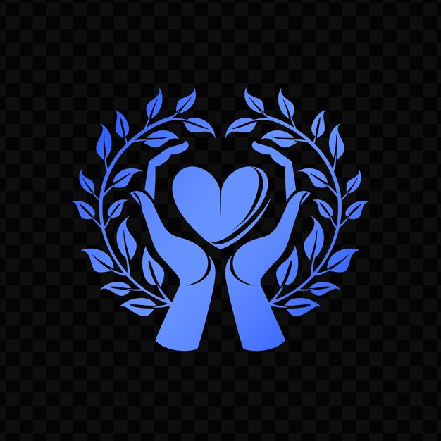 PSD Синий символ сердца на черном фоне