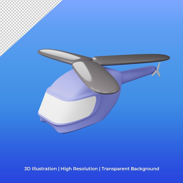 Blue helicopter 3d icon rendering