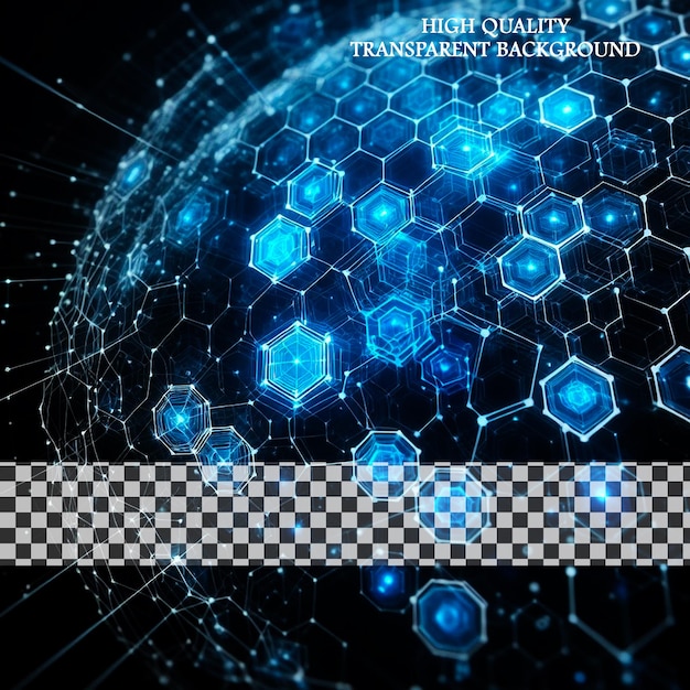 Синяя шестиугольная резюме технологии на прозрачном фоне