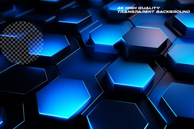 Blue hexagonal technology abstract on a transparent background