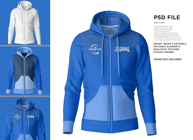 A blue hoodie with the word psd on it