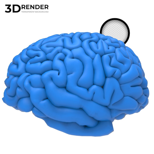 PSD blue human brain 3d render isolated