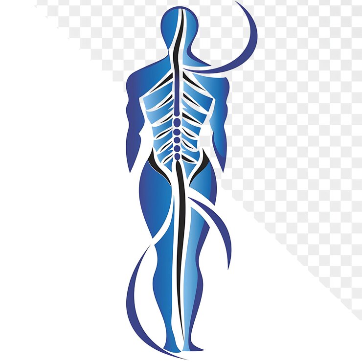 PSD a blue human skeleton with a long stem on it