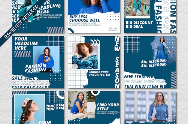 PSD blue hype instagram template