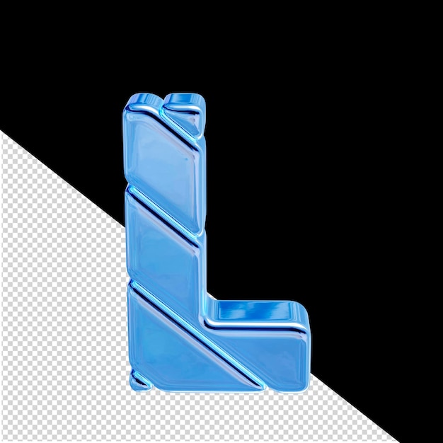 PSD Голубой лед 3d символ диагональный вид сверху буква l
