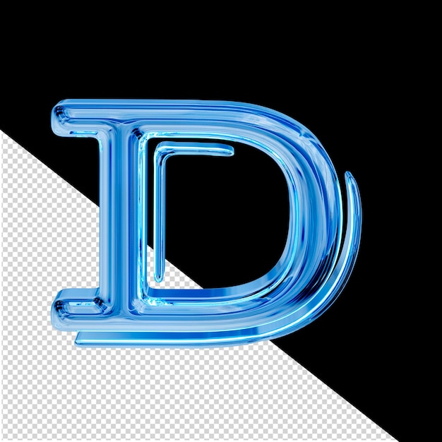 PSD blue ice 3d symbol letter d