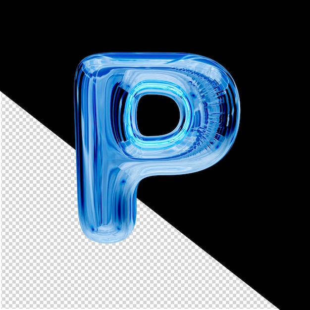 PSD lettera simbolo 3d di ghiaccio blu p