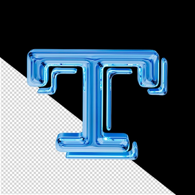 Blue ice 3d symbol letter t