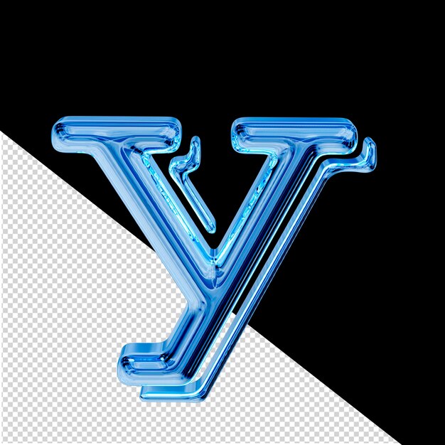 PSD blue ice 3d symbol letter y