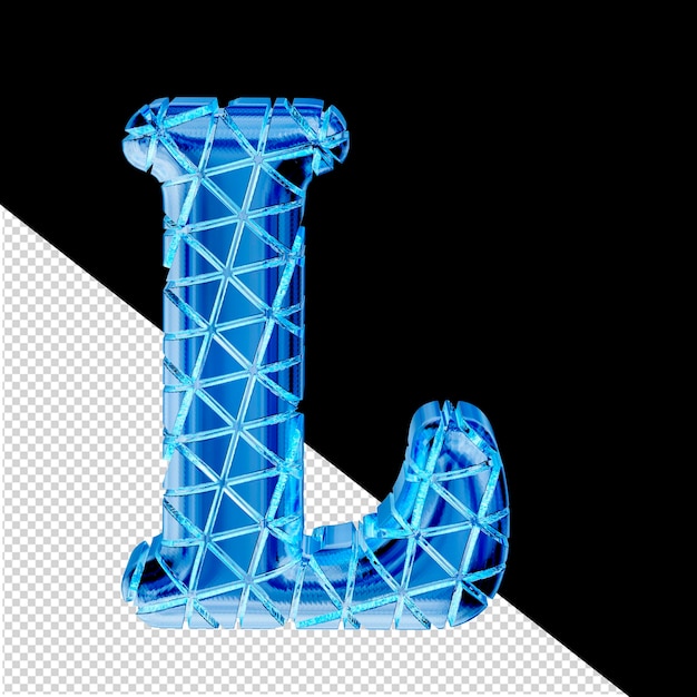 Simbolo blu ghiaccio 3d con sezioni triangolari lettera l