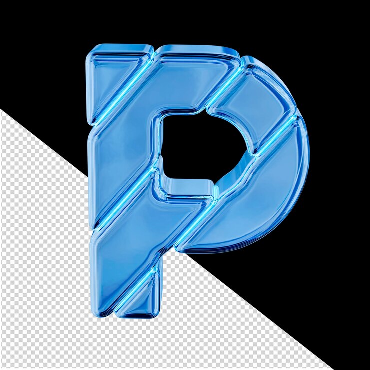 PSD blue ice block symbol letter p