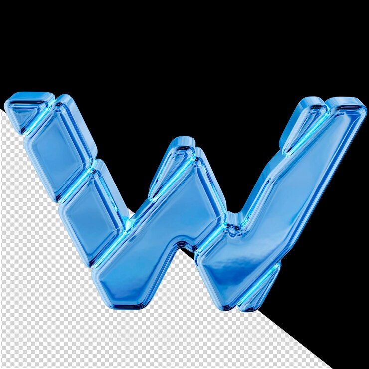 PSD blue ice block symbol letter w