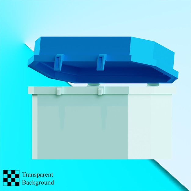 PSD blue ice box 3d illustration