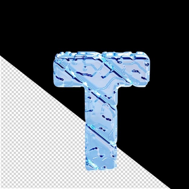 blue ice symbol made from rough diagonal blocks view from above letter t
