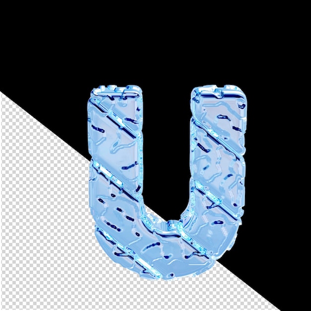 PSD 거친 대각형 블록으로 만들어진 파란색 얼음 기호는 위의 글자 u에서 볼 수 있습니다.