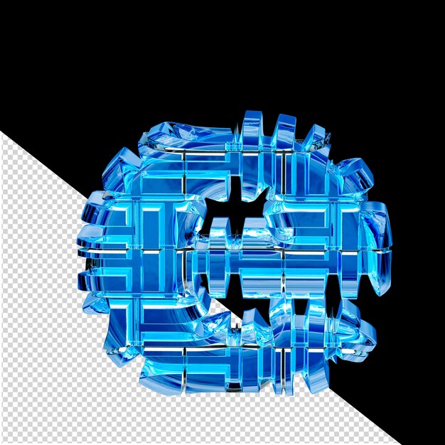 PSD blue ice transformed 3d symbol letter e