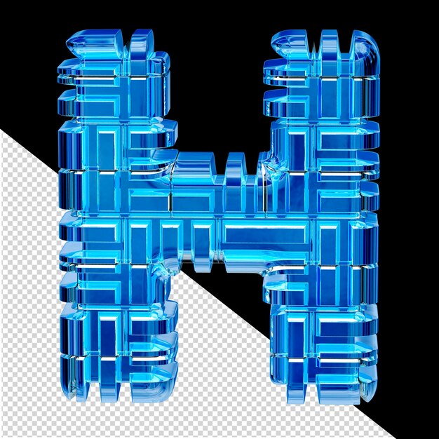 PSD blue ice transformed 3d symbol letter h