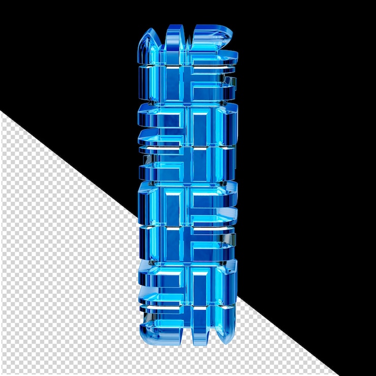 PSD blue ice transformed 3d symbol letter i