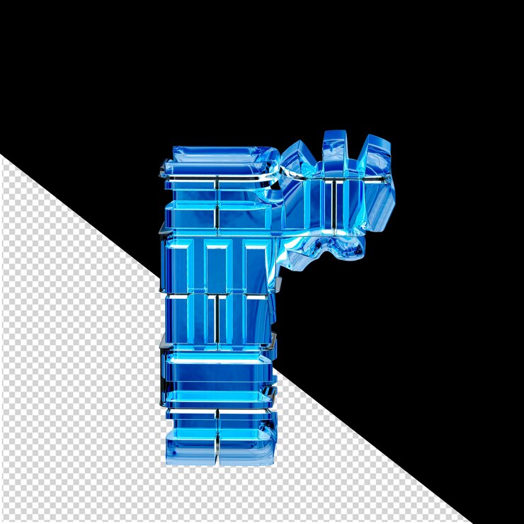 PSD blue ice transformed 3d symbol letter r