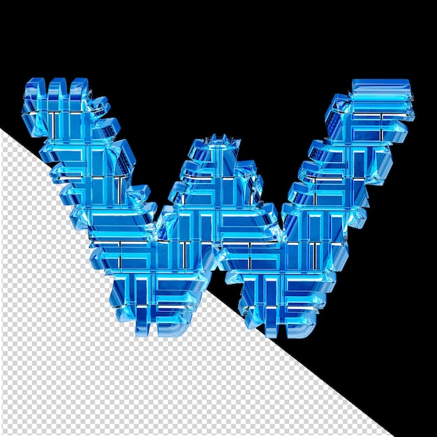 PSD blue ice transformed 3d symbol letter w