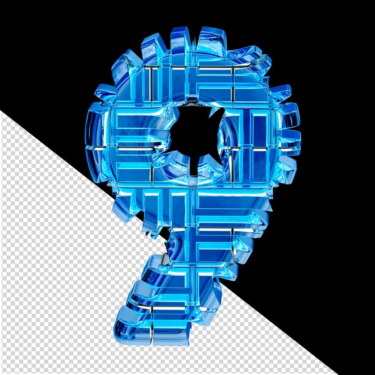 PSD blue ice transformed 3d symbol number 9