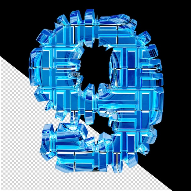 Simbolo 3d trasformato in ghiaccio blu numero 9
