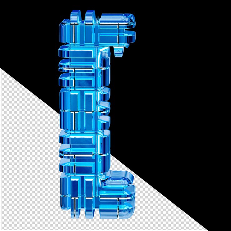 PSD blue ice transformed 3d symbol