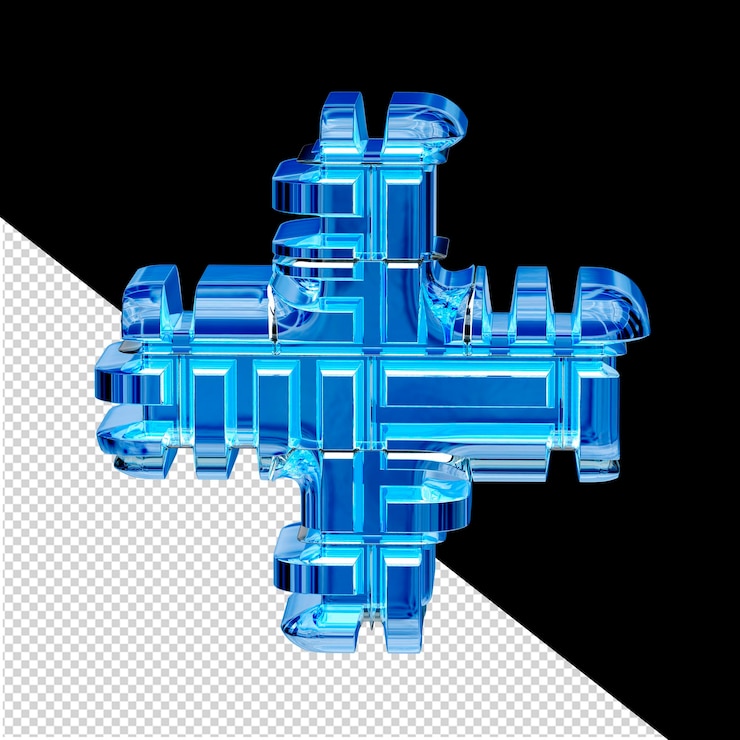 PSD blue ice transformed 3d symbol