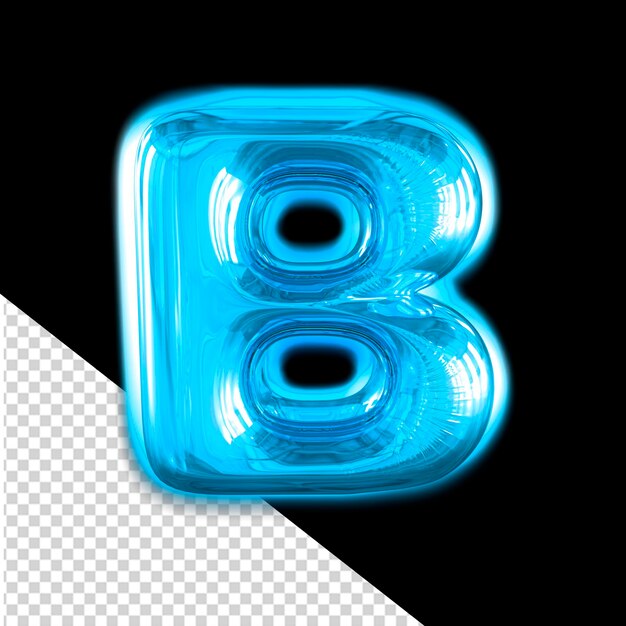 PSD blue inflatable 3d symbol with glow letter b