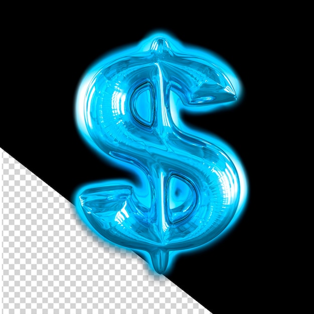 PSD blue inflatable 3d symbol with glow