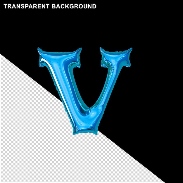 PSD blue inflatable letter v