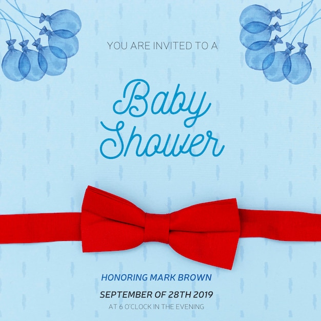 PSD invito blu per baby shower