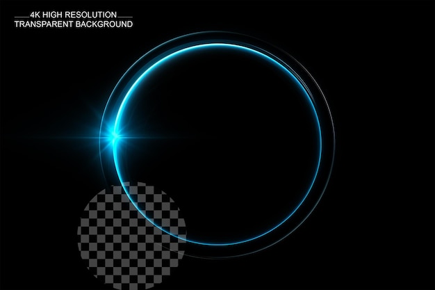 PSD blue iridescent glowing circle on transparent background