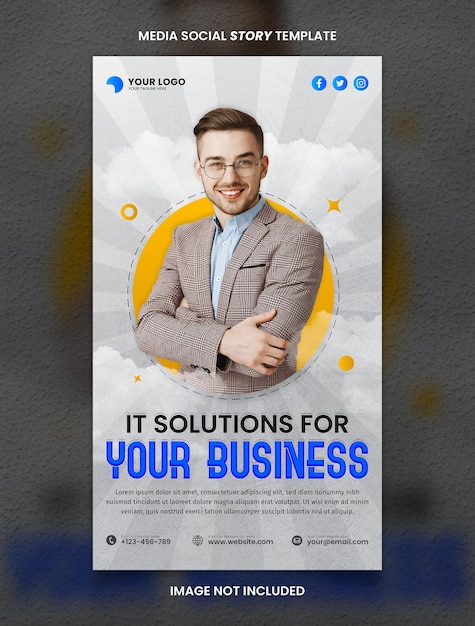 Blue It Solutions for Business Media Social Story Post Template