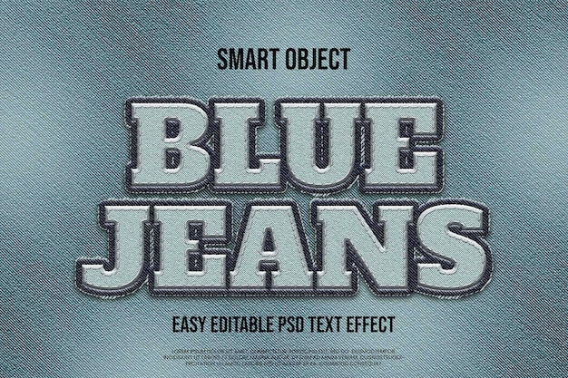 BLUE JEANS DENIM TEXT EFFECT SMART OBJECT EASY EDITABLE