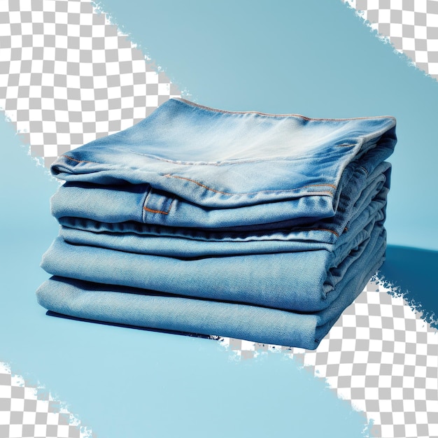 PSD Голубые джинсы, сложенные на прозрачном фоне