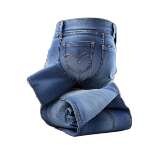 PSD Голубые джинсы на белом фоне