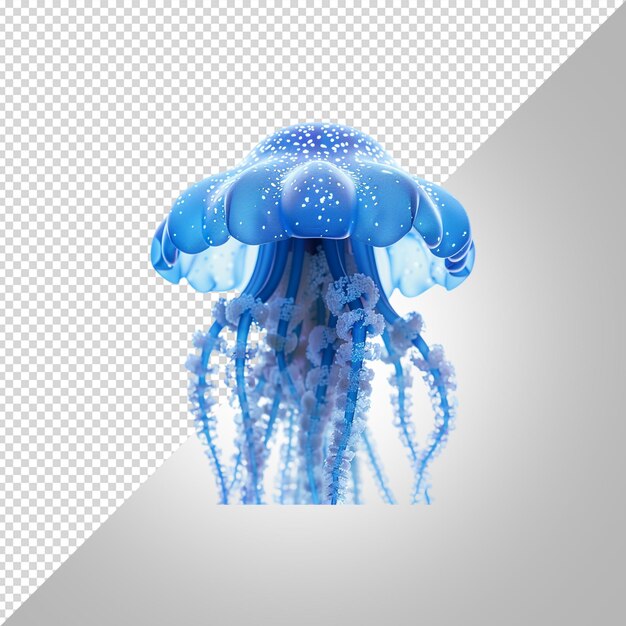 PSD a blue jellyfish with a white background and a blue one that says jellyfish