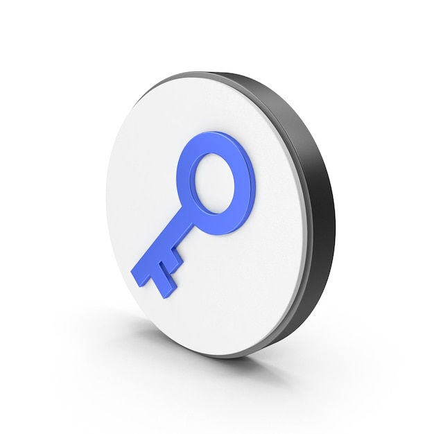 Blue key icon on a white circle
