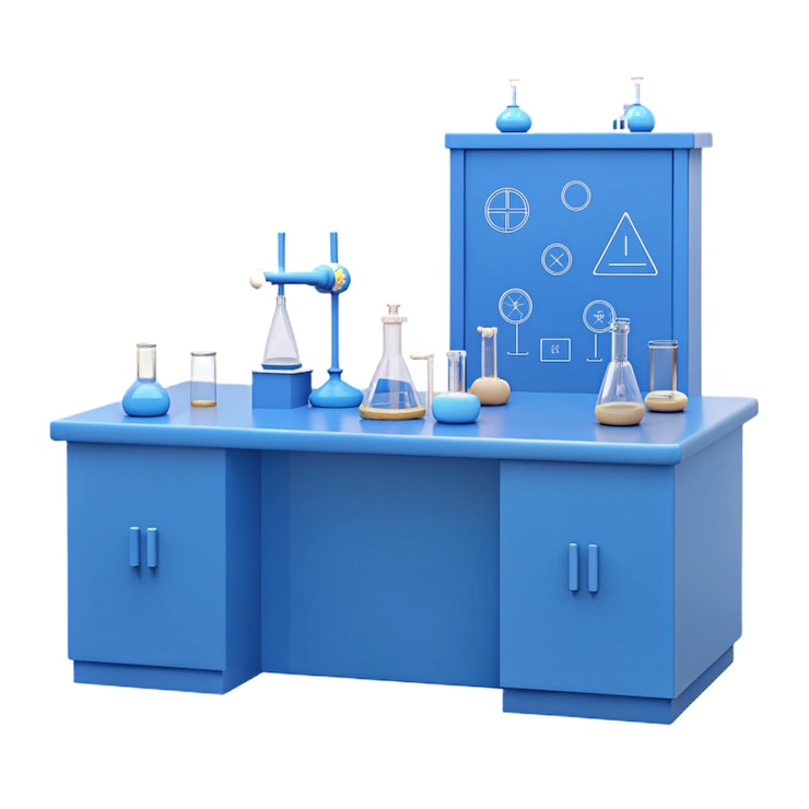 PSD a blue laboratory with a blue lab with the words test in the middle
