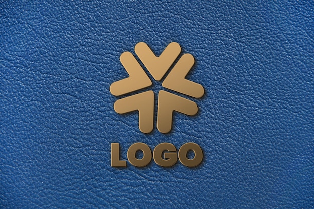 Blue leather background logo mockup