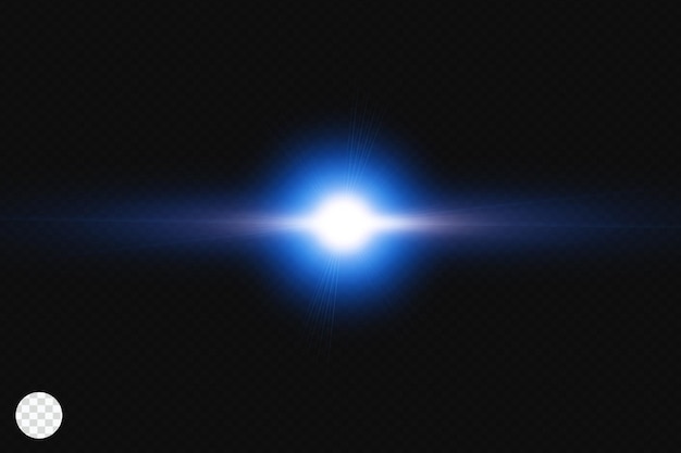 PSD blue lens flare light isolated transparent overlay