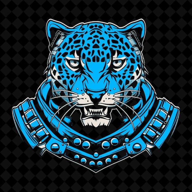 PSD a blue leopard head with a shield on it