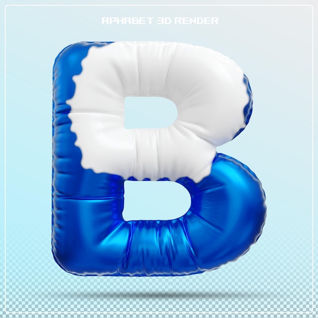 Lettera blu b font bolla alfabeto render 3d