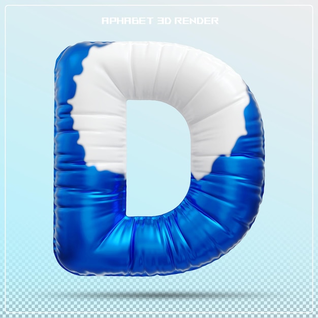 blue letter D font bubble Alphabet 3d render